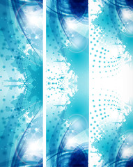 Wall Mural - set of three banners abstract headers with blue blots vector