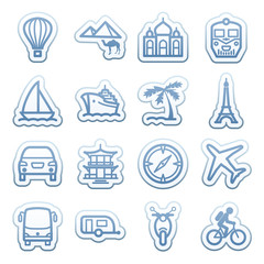 Wall Mural - Blue web stickers with icons 7