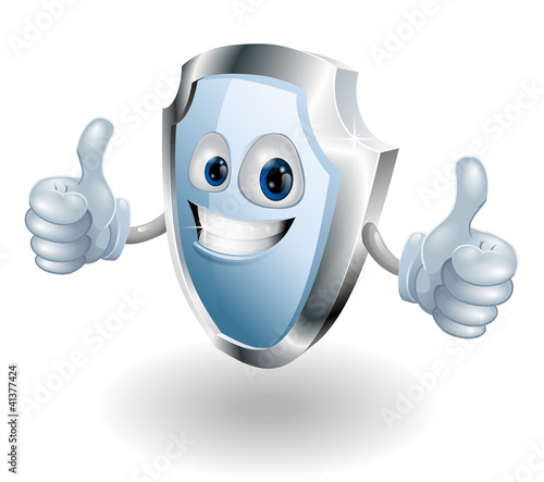 Cartoon happy shield man