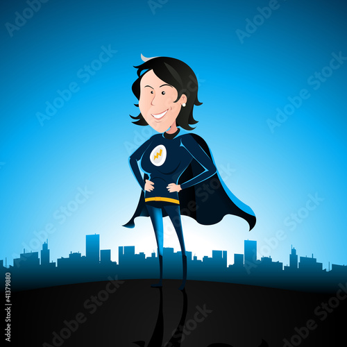 Cartoon Blue Super Lady