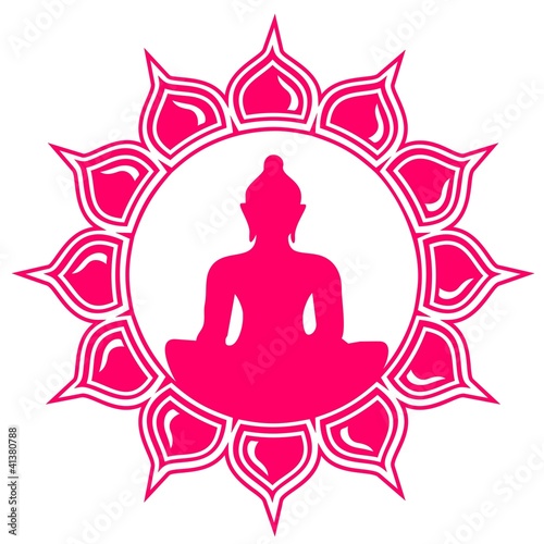 Board z aluminiowym obramowaniem Kwiat lotosu - Budda - medytacja - wektor - monochromatyczne