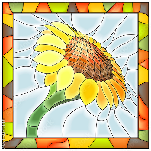 Obraz w ramie Vector illustration of flower sunflower.