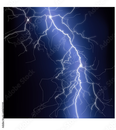 Plakat na papierze fotorealistycznym Błyskawica z niebieskim blaskiem