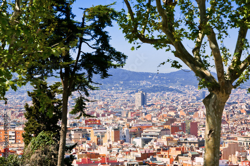 Fotoboard na płycie Panorama miasta Barcelony od wzgórza montjuic