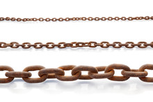 Rusty Old Steel Chain In Any Different Size On White Background