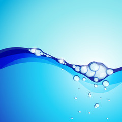 Wall Mural - abstract background with water waves and shiny bubbles for save