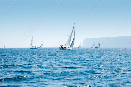 Fotografie, Obraz boats sail regatta with sailboats in mediterranean