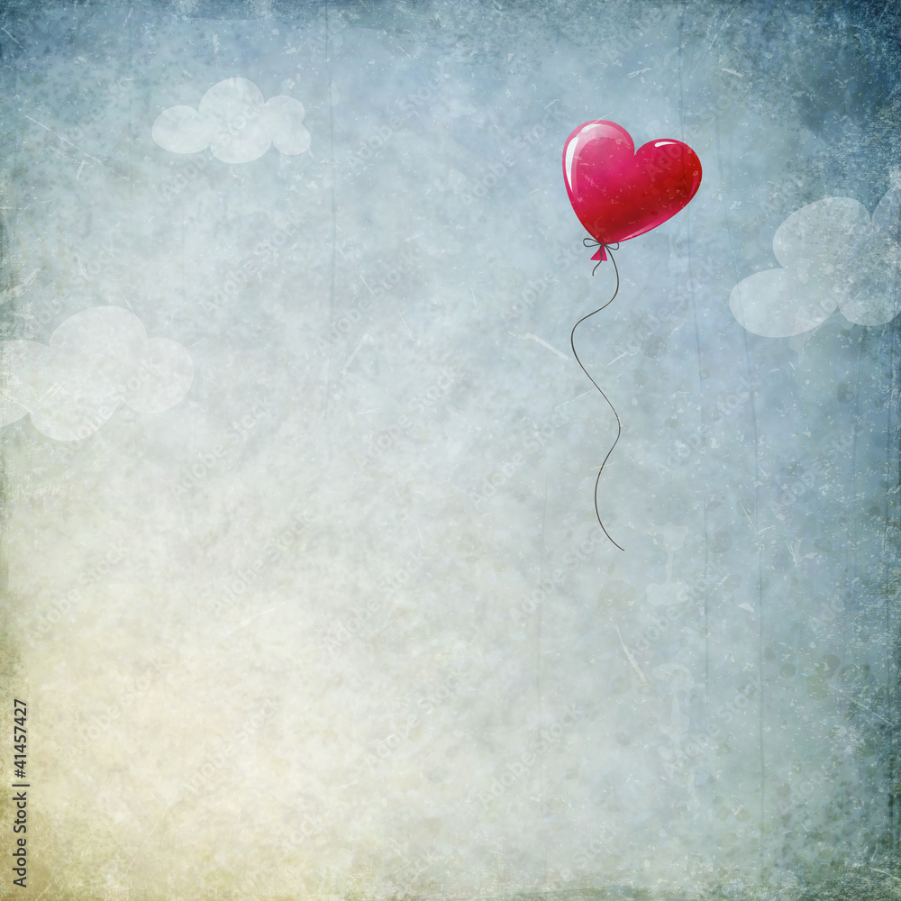 heart balloon - obrazy, fototapety, plakaty 