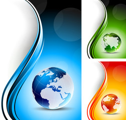 Poster - Set of backgrounds with globes