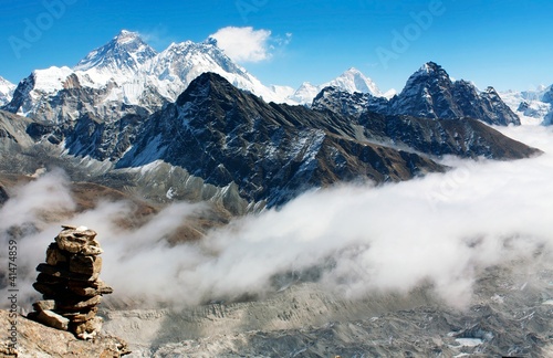 Board z aluminiowym obramowaniem Widok z gokyo ri do everest