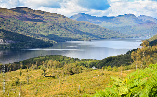 Board z aluminiowym obramowaniem Loch Lomond, Szkocja od szczytu Ben Lomond