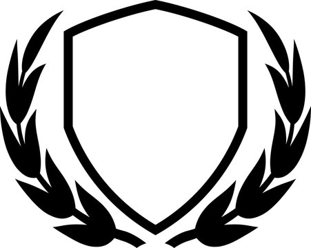 Vector shield and laurel wreath isolated