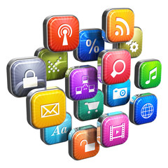 Poster - Software concept: cloud of program icons