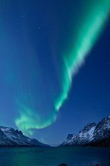 Wall Mural - aurora borealis between fjords
