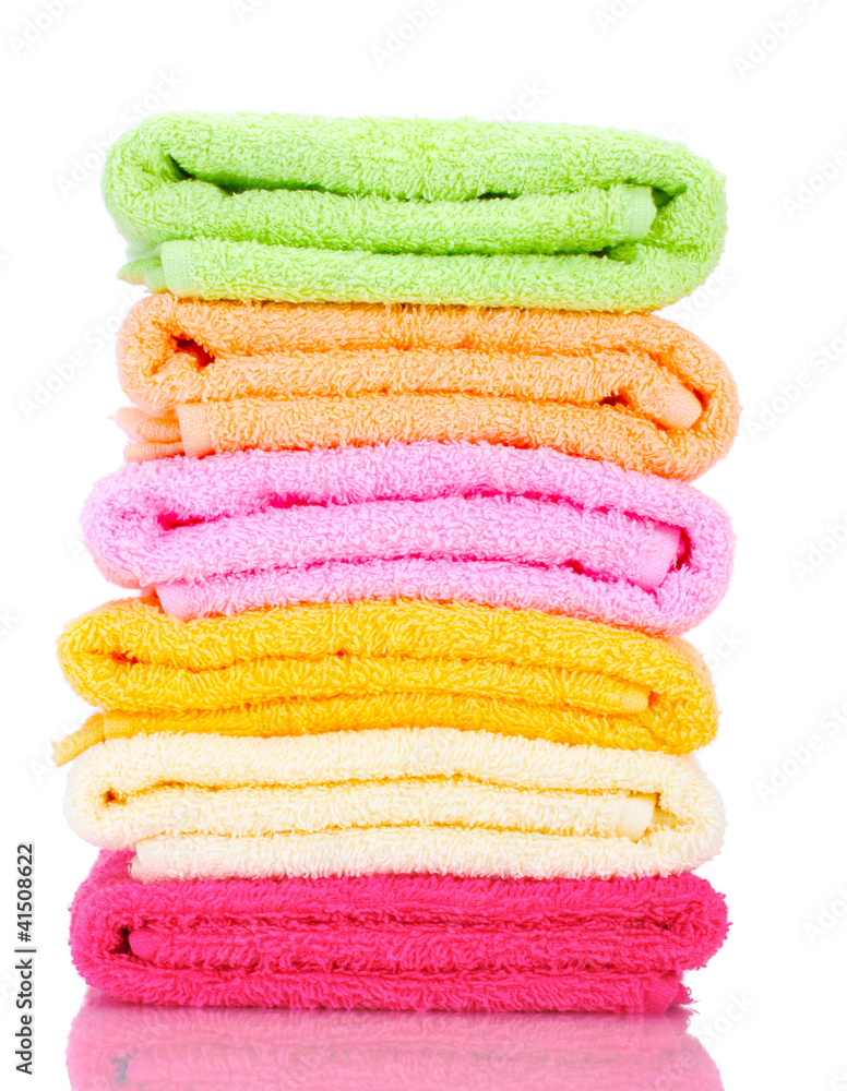 colorful towels isolated on white
