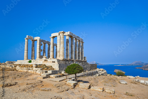 Board z aluminiowym obramowaniem Poseidon świątynia przy przylądku sounion blisko Athens, Greece