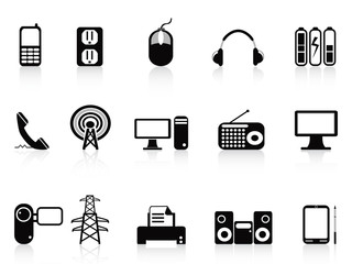 Wall Mural - black electronic icons set