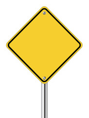 Blank yellow road sign