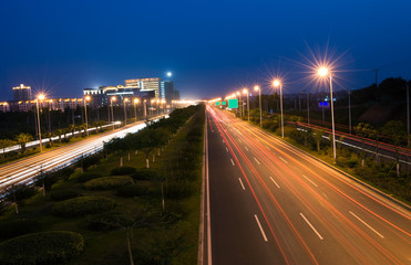 Wall Mural - night traffic light