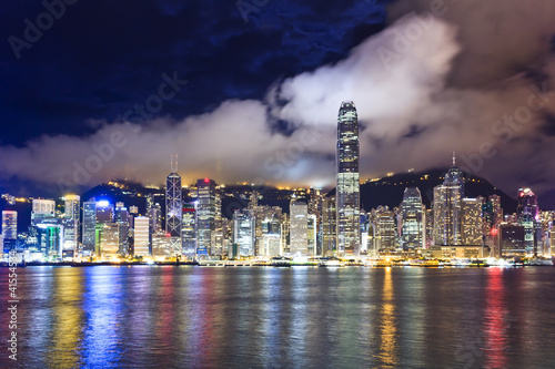 Tapeta ścienna Hongkong skyline w nocy