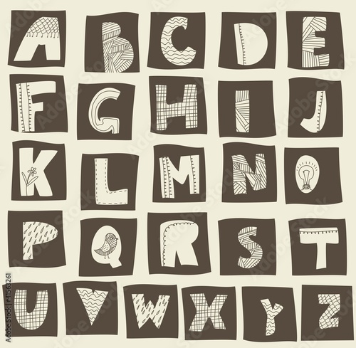 Board z aluminiowym obramowaniem Alfabet doodle w stylu retro