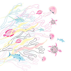 Plakat ryba meduza sztuka