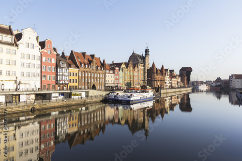 Obraz na płótnie canvas trzyczęściowy "tryptyk" Gdańsk, nadbrzeże motława