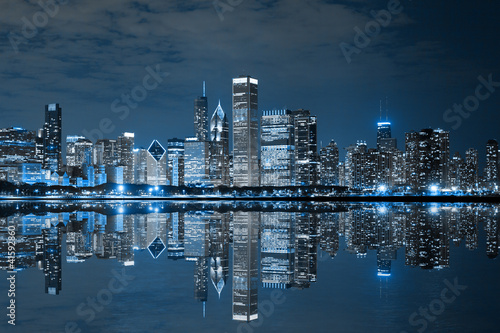 Fototapeta do kuchni Chicago Downtown at Night