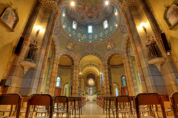 Catholic church interior view. Alba, Italy.