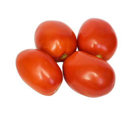 Canvas Print - Four ripe tomatoes isolated on white background