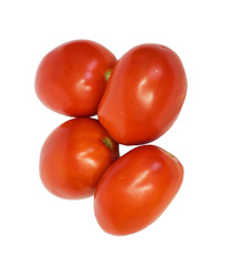 Canvas Print - Four ripe tomatoes isolated on white background