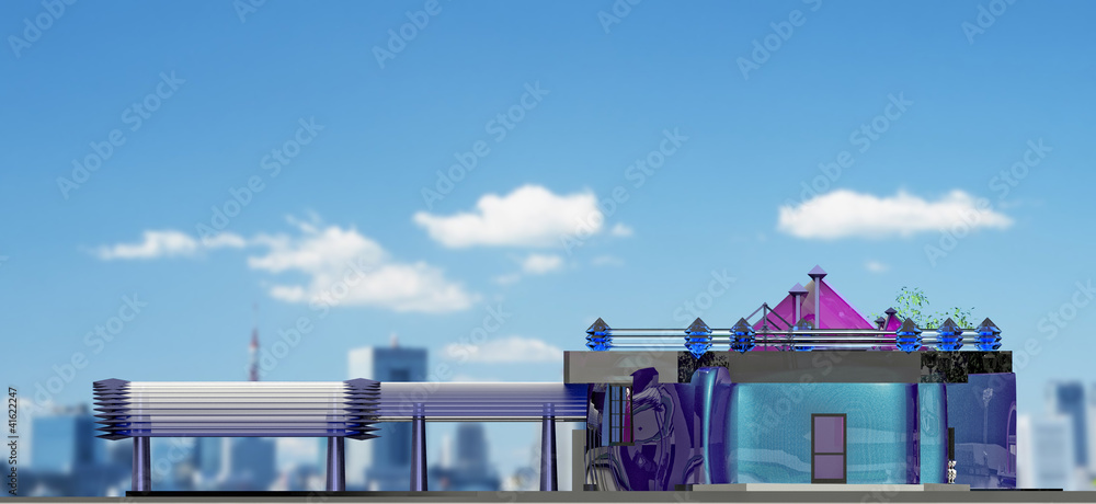 Project one-storey public building.side facade Stock Illustration ...