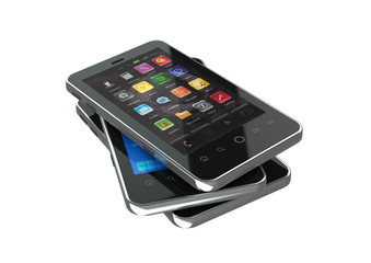 Wall Mural - three generic smartphone