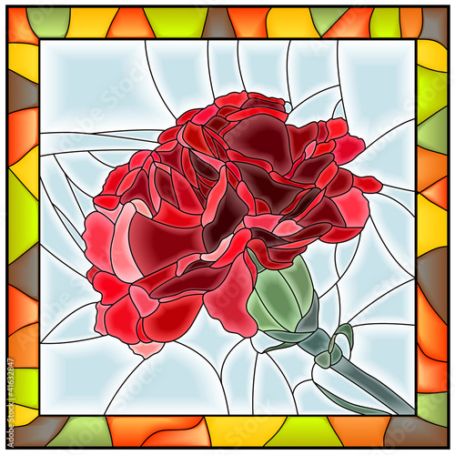 Obraz w ramie Vector illustration of flower red carnation.