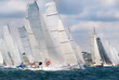 group of yacht sailing at regatta