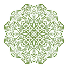 round ornament in green and white colors