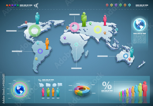 Naklejka na szybę Vector world infographics set.