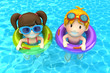3d render of kids floating with inflatable ring