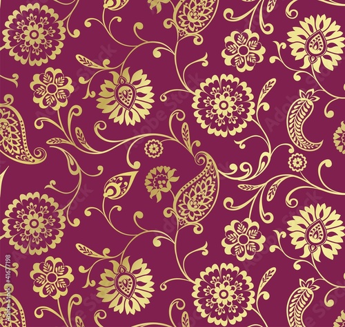 Tapeta ścienna Tradycyjny paisley kwiatowy wzór, tekstylia, Radżastan, Indie