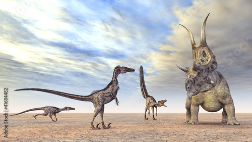 Board z aluminiowym obramowaniem Velociraptors na polowaniu