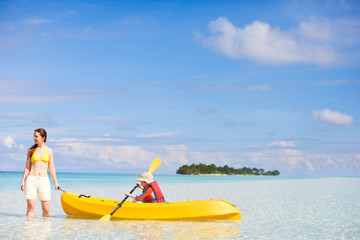 Wall Mural - Mother and son kayaking