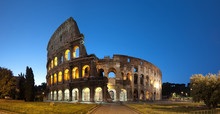 Night Image Of Coliseum In Rome - Italy