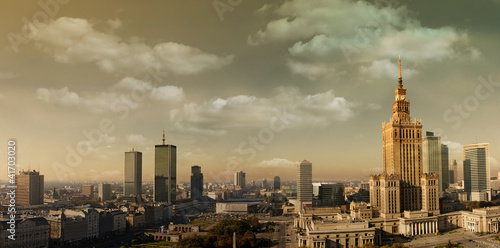 Naklejka - mata magnetyczna na lodówkę Warsaw panorama