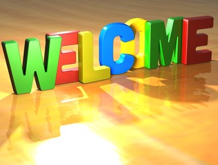 Canvas Print - Word Welcome on yellow background