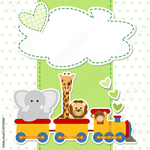 Naklejka dekoracyjna baby shower - train - trenino con animali