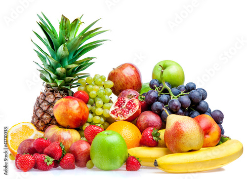 Obraz w ramie Fruit on a white background