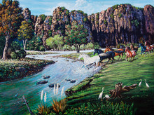 Horse Crossing The River Of Oil Painting