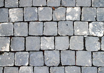 Wall Mural - Old cobblestone road. Abstract background. Close up.