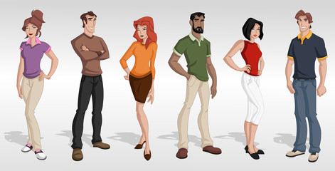 Group cartoon business people. Teenagers.