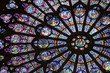 Beautiful stained glass window in Notre Dame